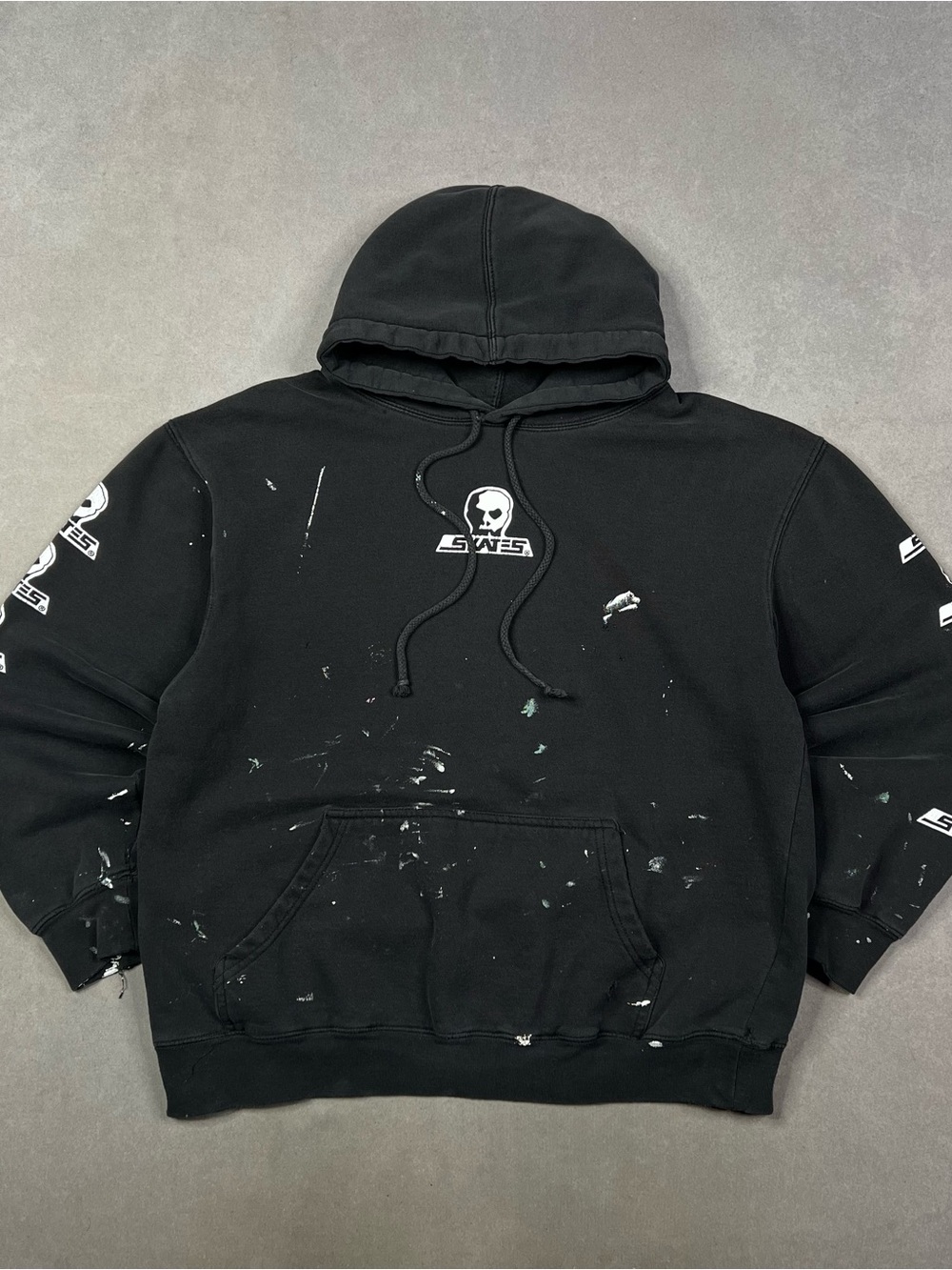 Skull Skates Logo Black Hoody Graphic Pullover Hoodie Vintage